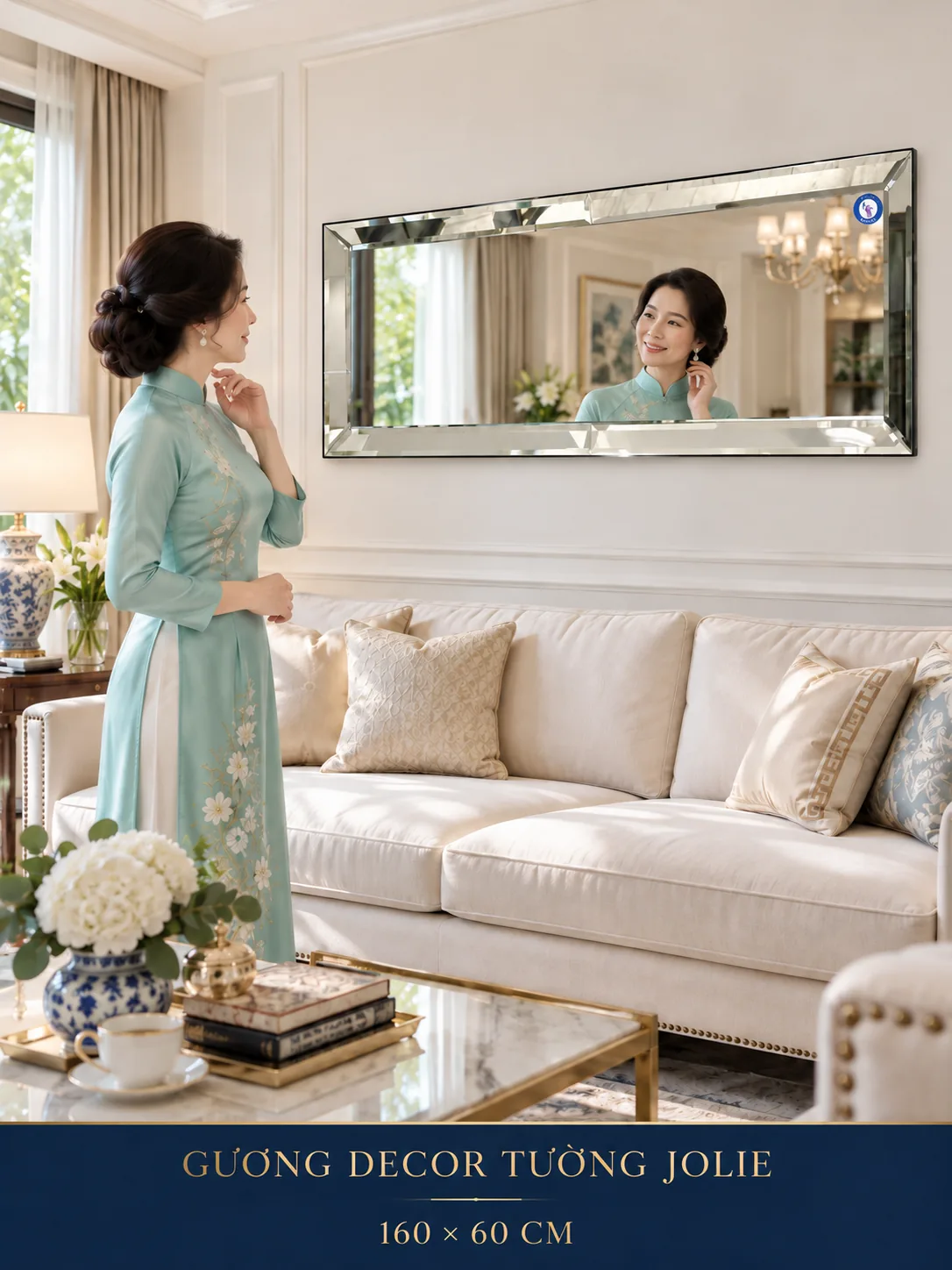 Gương decor tường Jolie 160 × 60 cm