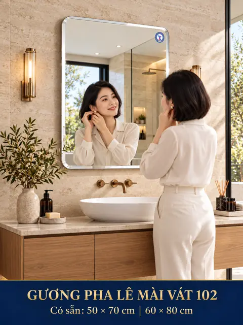 Gương pha lê mài vát 102 tại gương phòng tắm — phối cảnh 3